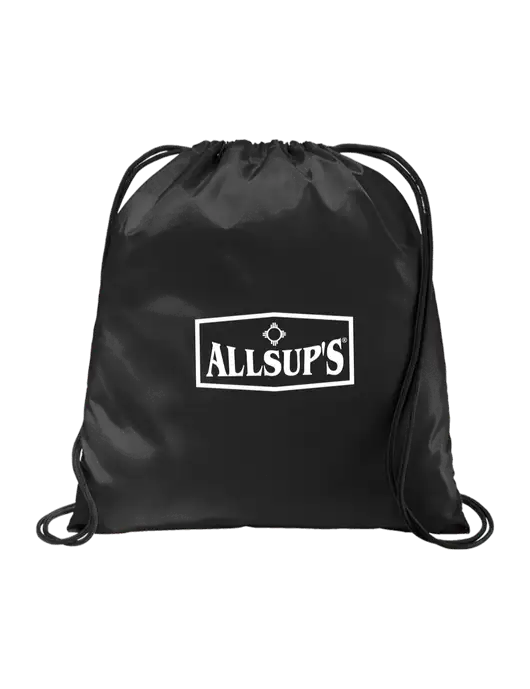 Drawstring  Black Cinch Pack w/ALLSUP'S Logo