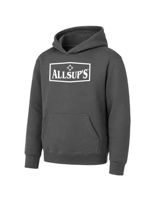 Youth Charcoal 7.8 oz Pullover Hooded Sweatshirt w/ALLSUP'S Logo