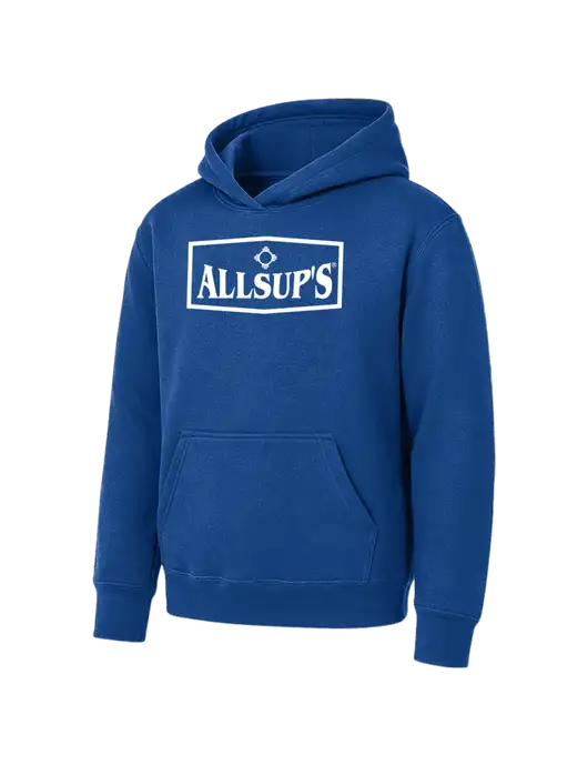 Youth Royal 7.8 oz Pullover Hooded Sweatshirt w/ALLSUP'S Logo