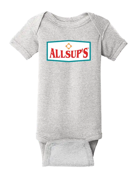 Rabbit Skins Light Grey Heather Infant Short Sleeve Baby Rib Bodysuit w/ALLSUP'S Logo