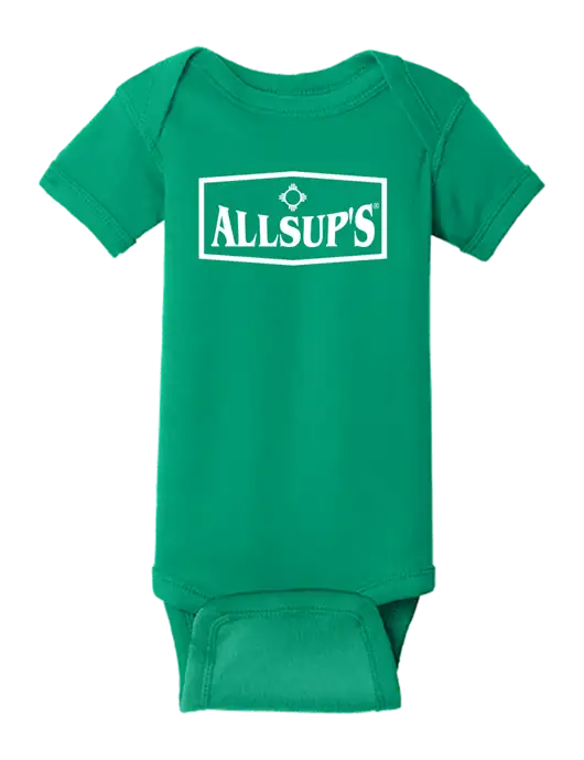 Rabbit Skins Kelly Infant Short Sleeve Baby Rib Bodysuit w/ALLSUP'S Logo