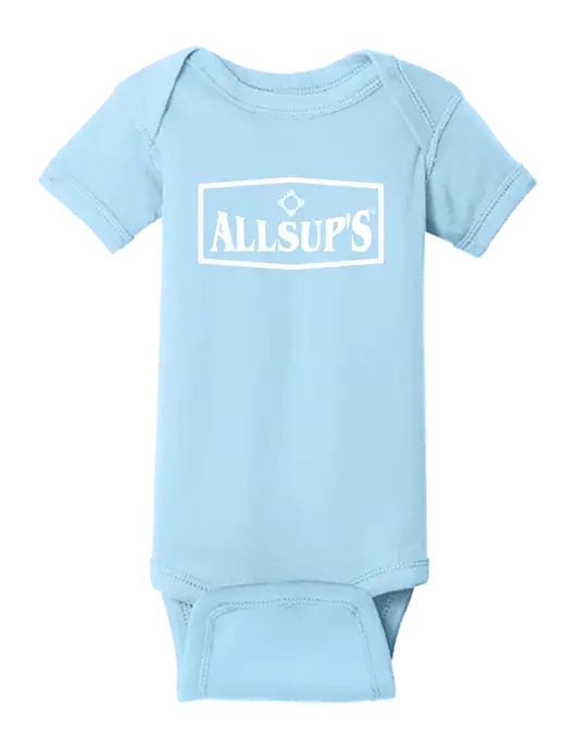 Rabbit Skins Light Blue Infant Short Sleeve Baby Rib Bodysuit w/ALLSUP'S Logo