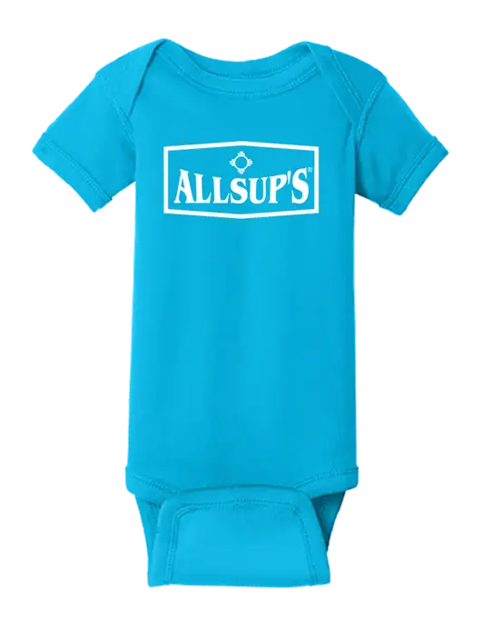 Rabbit Skins Turquoise Infant Short Sleeve Baby Rib Bodysuit w/ALLSUP'S Logo