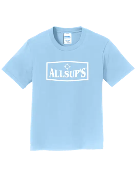 Youth Ring Spun Light Blue 4.5 oz T-Shirt w/ALLSUP'S Logo
