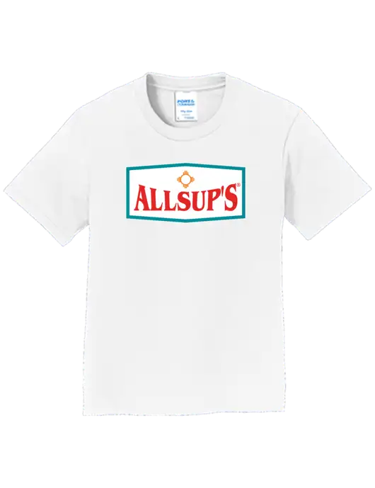 Youth Ring Spun White 4.5 oz T-Shirt w/ALLSUP'S Logo