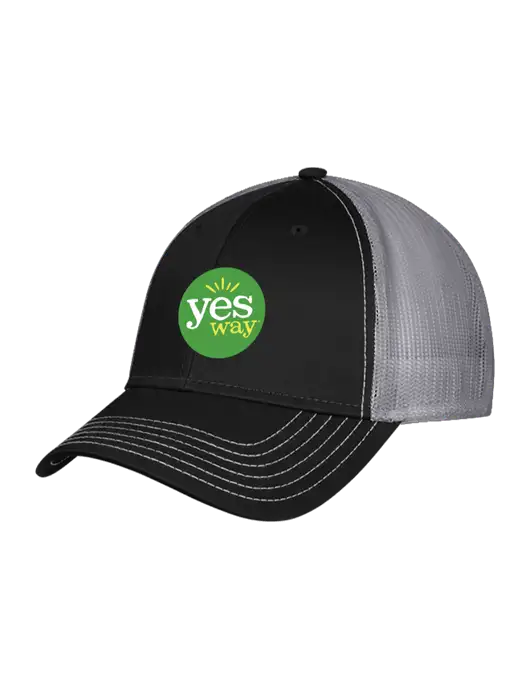 Black & Grey Mesh Trucker Cap Snap Back w/Yesway Logo