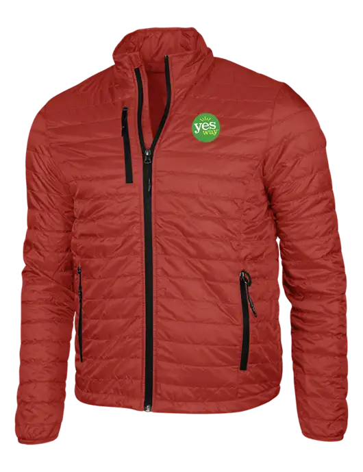 Dark Red Puffy Packable Jacket w/Yesway Logo