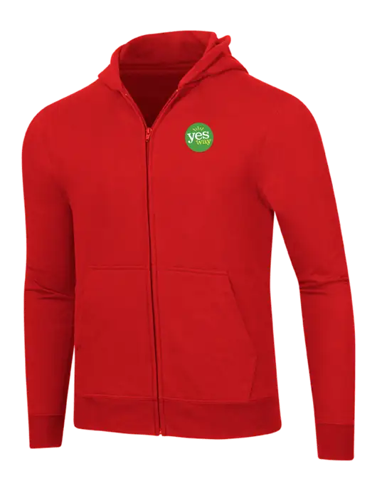 Bright Red 8.5 oz Ring Spun Zip Hooded Sweatshirt w/Yesway Logo