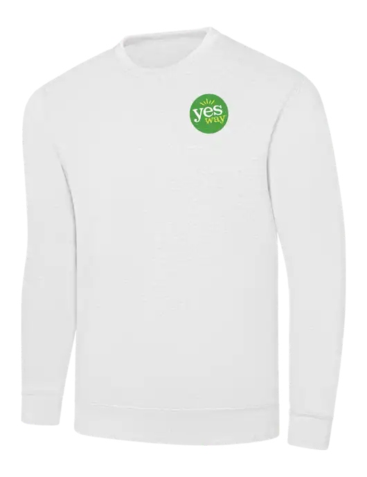 White 7.8 oz Ring Spun Crew Sweatshirt w/Yesway Logo