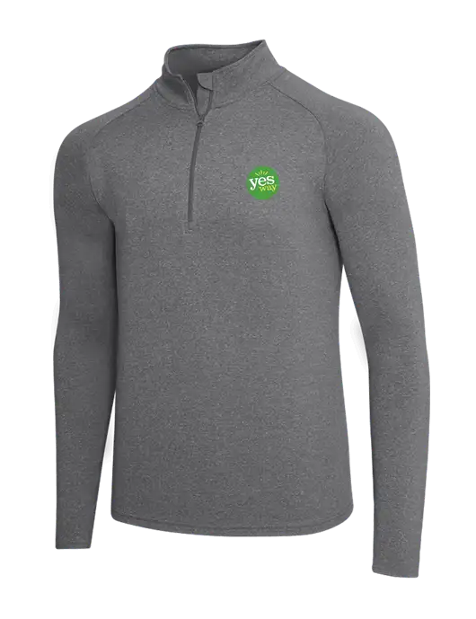 Dark Grey Heather Sport Wick Stretch 1/4 Zip Pullover w/Yesway Logo