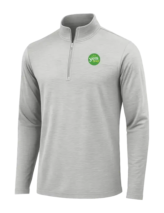 Light Grey Heather Posicharge Tri-Blend Wicking 1/4 Zip Pullover w/Yesway Logo