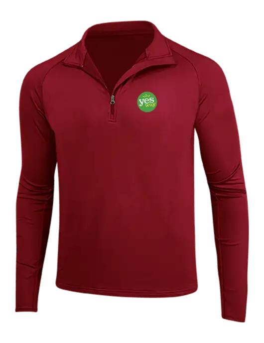 Red Sport Wick Stretch 1/4 Zip Pullover w/Yesway Logo
