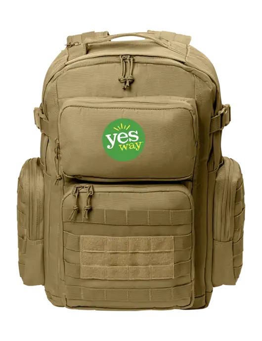 CornerStone Dark Tan Tactical Backpack w/Yesway Logo