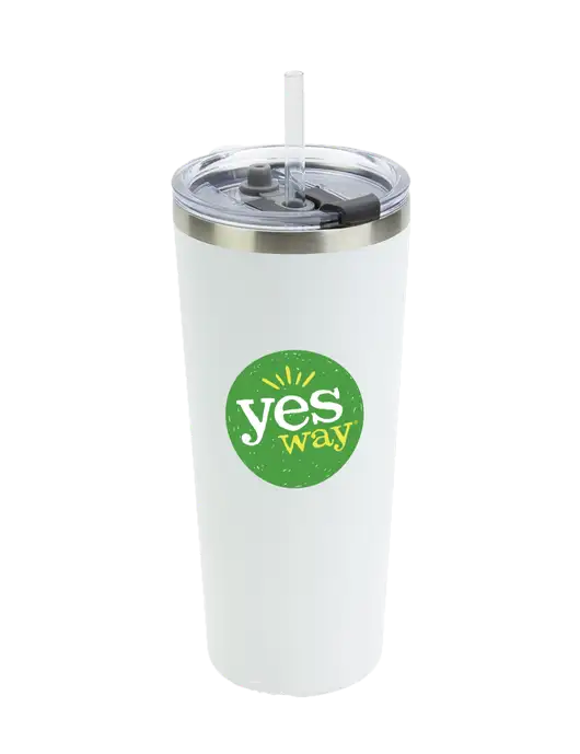 Brighton White 20 oz Insulated Tumbler & Straw w/Yesway Logo