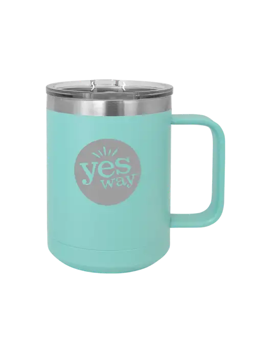 Polar Camel 15 oz Powder Coated Seafoam Vacuum Insulated Mug with Slider Lid w/Yesway Logo