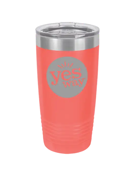 Polar Camel 20 oz Powder Coated Coral Vacuum Insulated Tumbler w/Yesway Logo