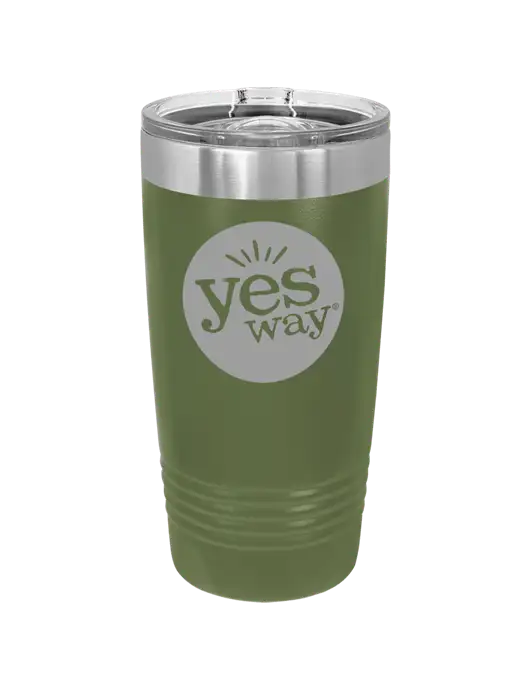 Polar Camel 20 oz Powder Coated Military Green Vacuum Insulated Tumbler w/Yesway Logo