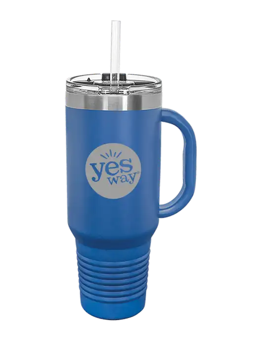 Polar Camel 40 oz. Powder Coated Vacuum Insulated Royal Travel Mug with Straw w/Yesway Logo