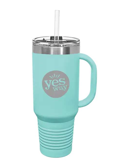 Polar Camel 40 oz. Powder Coated Vacuum Insulated Seafoam Travel Mug with Straw w/Yesway Logo