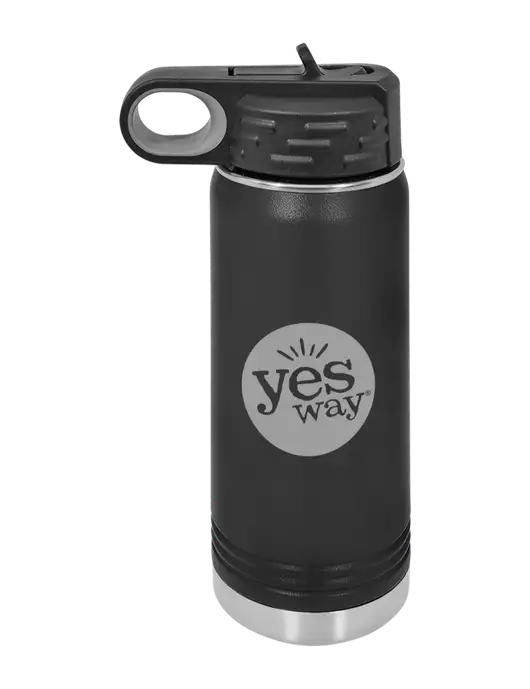 Polar Camel 20 oz Powder Coated Black Vacuum Insulated Water Bottle w/Yesway Logo