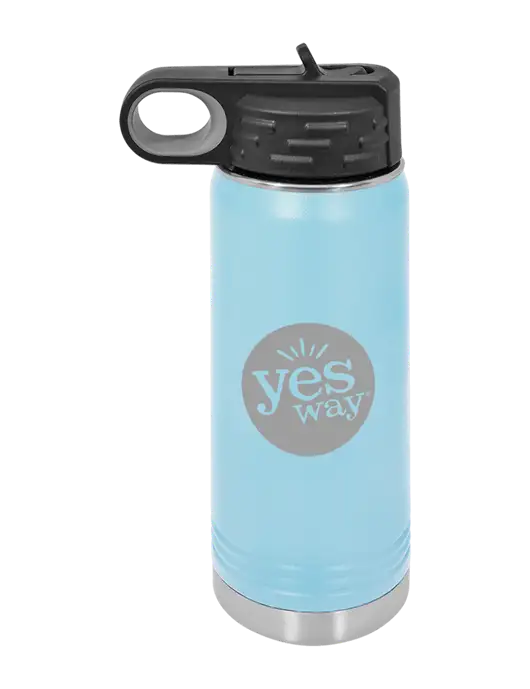Polar Camel 20 oz Powder Coated Light Blue Vacuum Insulated Water Bottle w/Yesway Logo