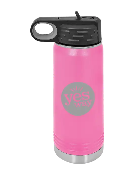 Polar Camel 20 oz Powder Coated Pink Vacuum Insulated Water Bottle w/Yesway Logo