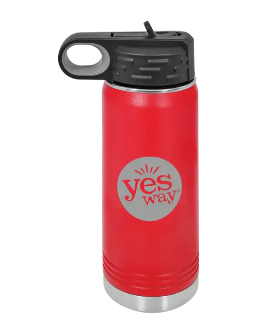 Polar Camel 20 oz Powder Coated Red Vacuum Insulated Water Bottle w/Yesway Logo