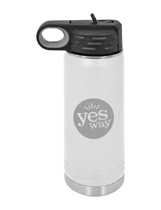 Polar Camel 20 oz Powder Coated White Vacuum Insulated Water Bottle w/Yesway Logo