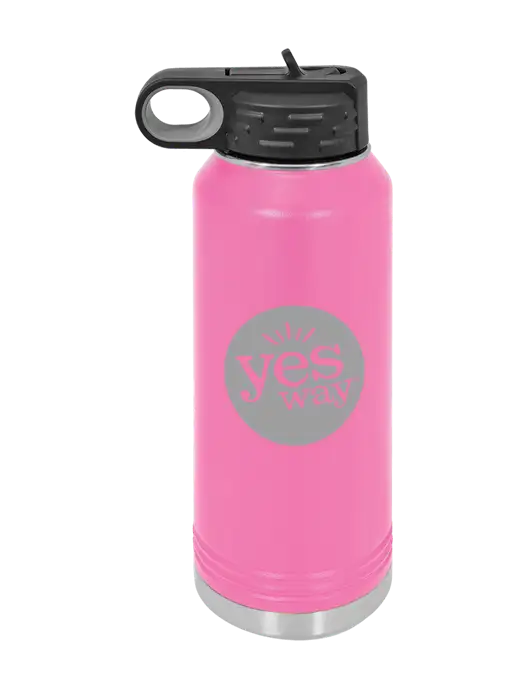 Polar Camel 32 oz Powder Coated Pink Vacuum Insulated Water Bottle w/Yesway Logo