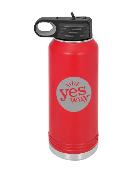 Polar Camel 32 oz Powder Coated Red Vacuum Insulated Water Bottle w/Yesway Logo