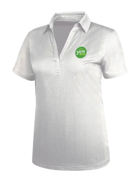 White Womens Performance Fine Jacquard Polo w/Yesway Logo