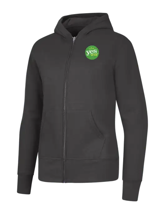 Charcoal Womens Core Fleece Full-Zip Hooded Sweatshirt w/Yesway Logo