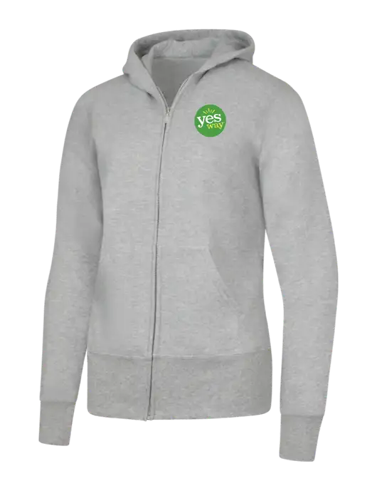 Grey Heather Womens Core Fleece Full-Zip Hooded Sweatshirt w/Yesway Logo