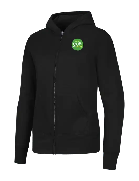Jet Black Womens Core Fleece Full-Zip Hooded Sweatshirt w/Yesway Logo