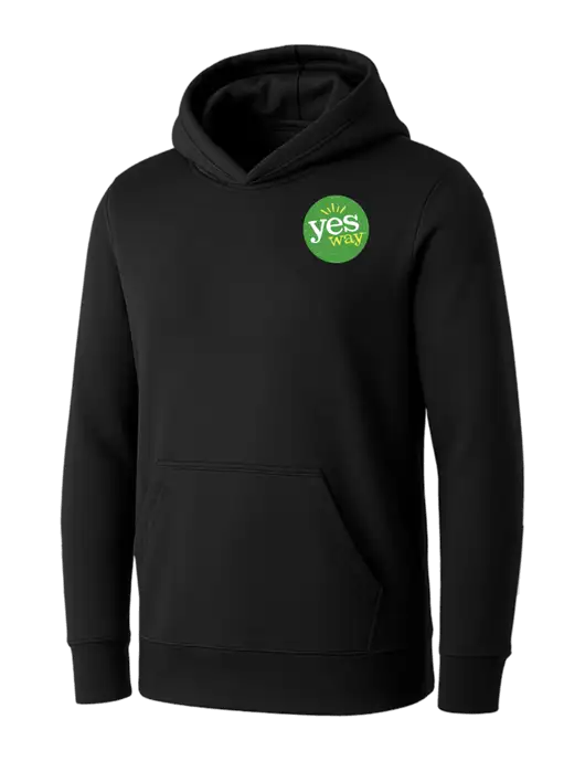 Womens Black Core Fleece Pullover Hooded Sweatshirt w/Yesway Logo