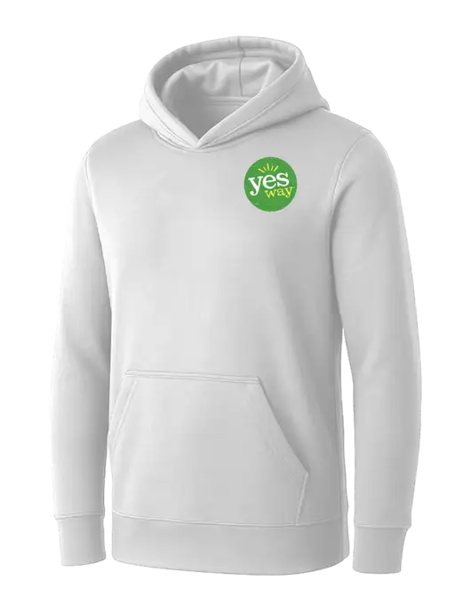Womens White Core Fleece Pullover Hooded Sweatshirt w/Yesway Logo