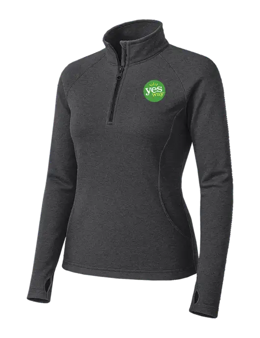 Dark Grey Heather Womens Sport Wick Stretch 1/4 Zip Pullover w/Yesway Logo