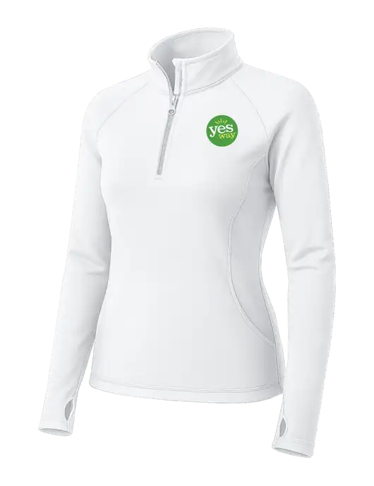 White Womens Sport Wick Stretch 1/4 Zip Pullover w/Yesway Logo