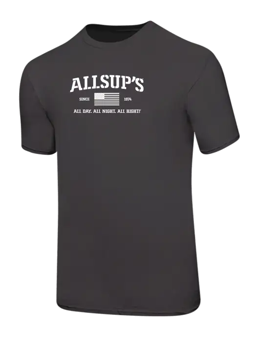 Ring Spun Charcoal 4.5 oz T-Shirt w/Allsup's Veteran 2024 Logo