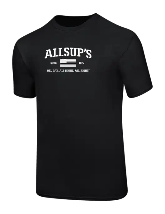 Ring Spun Jet Black 4.5 oz T-Shirt w/Allsup's Veteran 2024 Logo