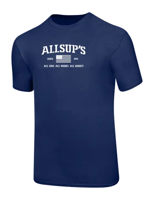Ring Spun Navy 4.5 oz T-Shirt w/Allsup's Veteran 2024 Logo