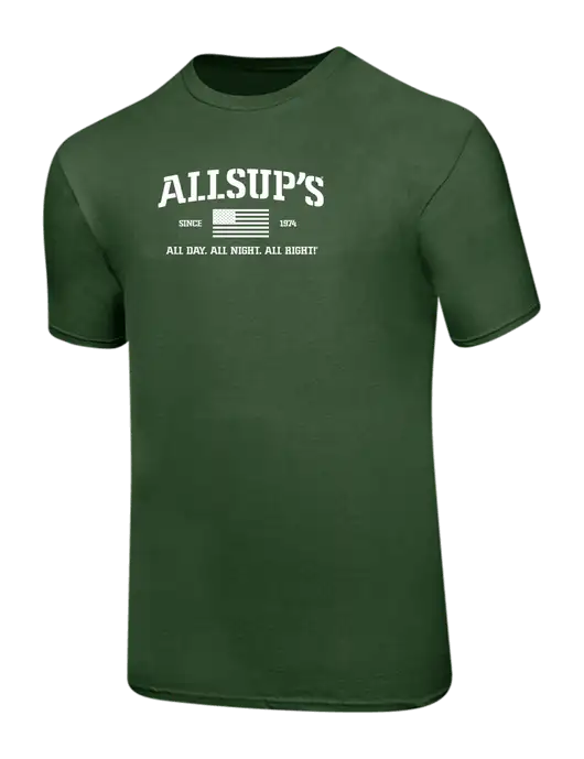 Ring Spun Dark Olive 4.5 oz T-Shirt w/Allsup's Veteran 2024 Logo