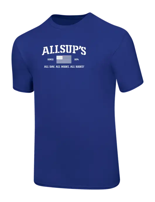 Ring Spun Royal 4.5 oz T-Shirt w/Allsup's Veteran 2024 Logo
