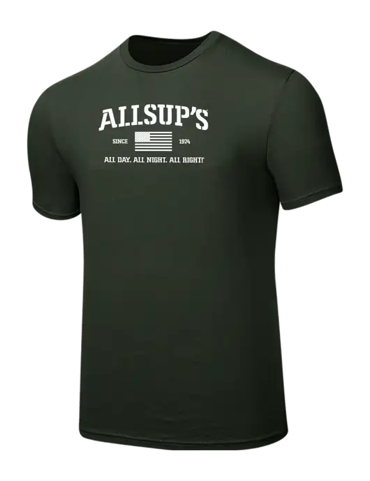 Seriously Soft Dark Olive T-Shirt w/Allsup's Veteran 2024 Logo