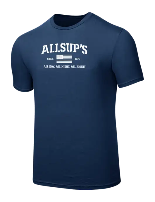 Seriously Soft Deep Slate Blue T-Shirt w/Allsup's Veteran 2024 Logo