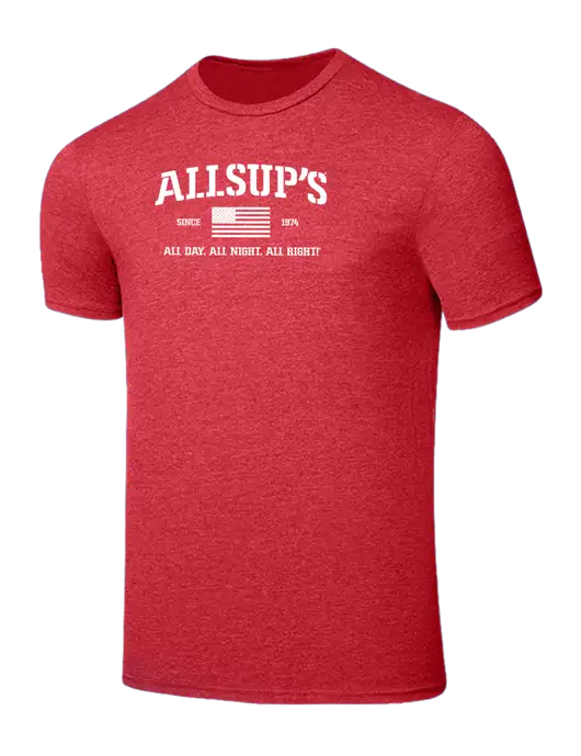Seriously Soft Heathered Red T-Shirt w/Allsup's Veteran 2024 Logo