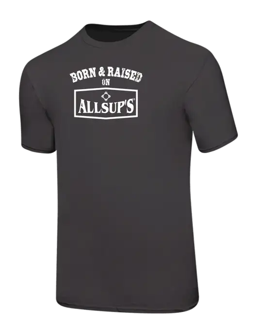 Ring Spun Charcoal 4.5 oz T-Shirt w/Allsup's Born & Raised Logo