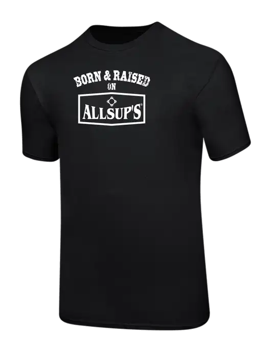 Ring Spun Jet Black 4.5 oz T-Shirt w/Allsup's Born & Raised Logo