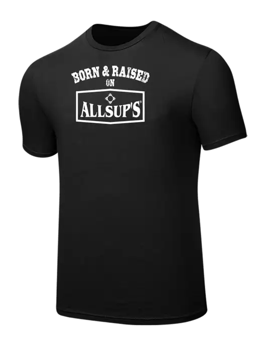Seriously Soft Black T-Shirt w/Allsup's Born & Raised Logo
