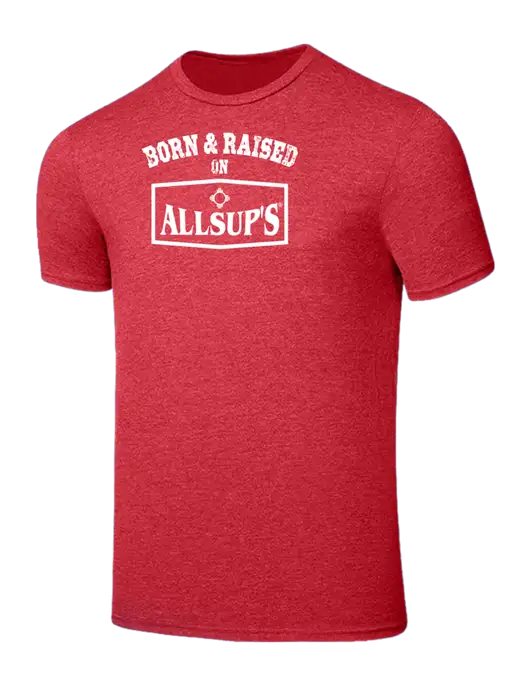 Seriously Soft Heathered Red T-Shirt w/Allsup's Born & Raised Logo